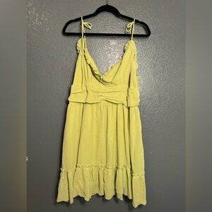 Cider Womens Plus Size Green Dress 3XL Ruffle V-Neck Smocked Spaghetti Strap